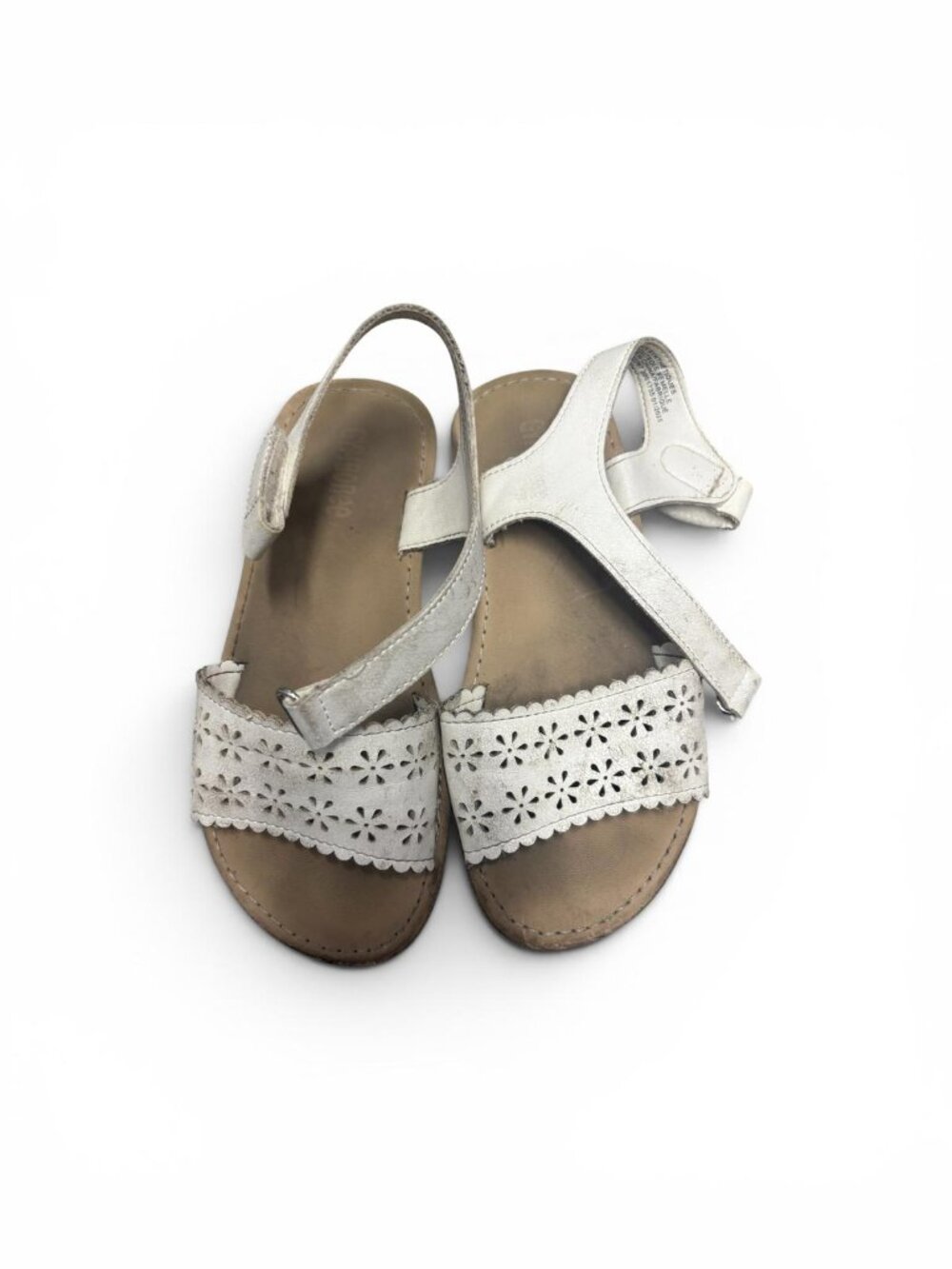 Gymboree Girls White Faux Leather Eyelet Cutout Strappy Sandals Shoes Size 13